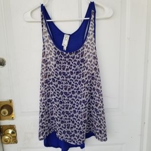 Bon Mere Sheer Leopard Print Layered Tank …